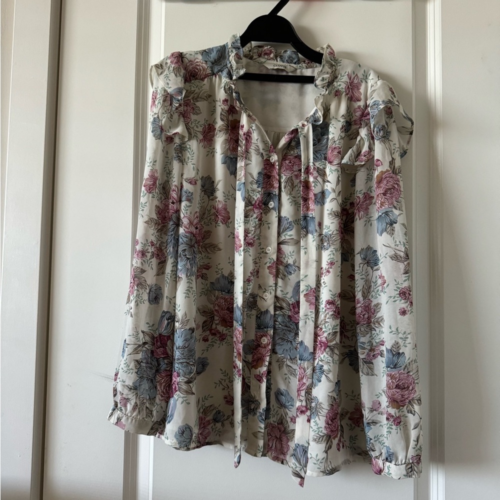 Peasant style Ruffled Tie Front Blouse